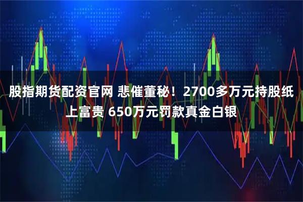 股指期货配资官网 悲催董秘！2700多万元持股纸上富贵 650万元罚款真金白银