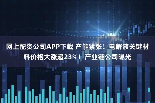 网上配资公司APP下载 产能紧张！电解液关键材料价格大涨超23%！产业链公司曝光